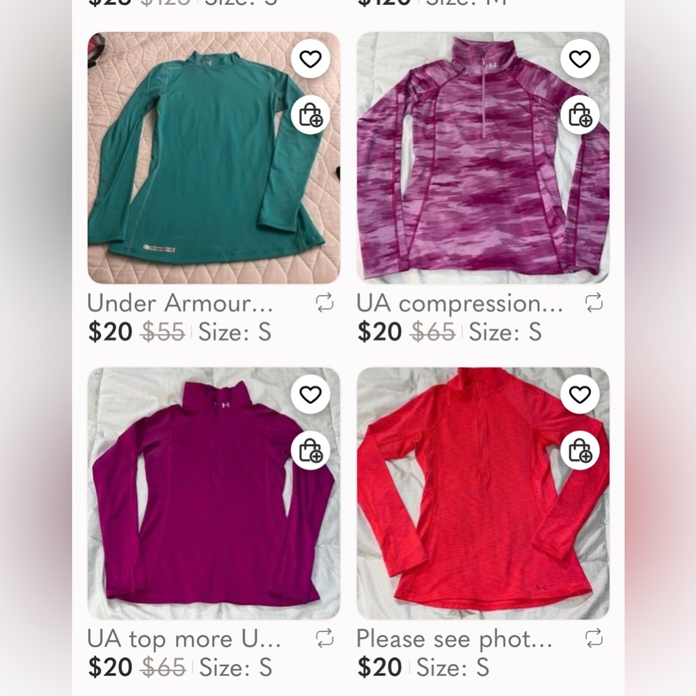 4 Under Armour mock neck original listings with pics in my closet